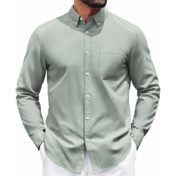 COOFANDY Sage Mens Dress Shirt Long Sleeve Button Up Shirts for Men Business Casual Shirts