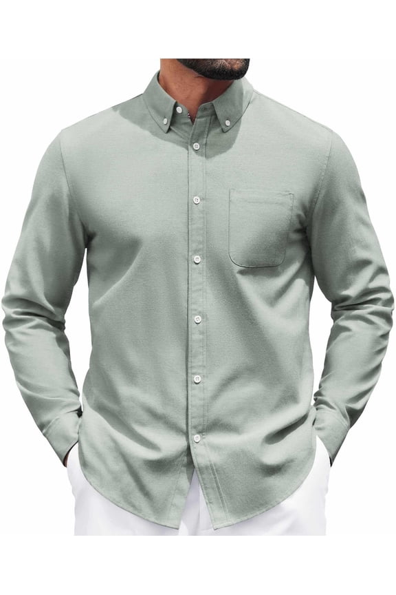 Sage Mens Dress Shirt Long Sleeve Button Up Shirts for Men Business Casual Shirts