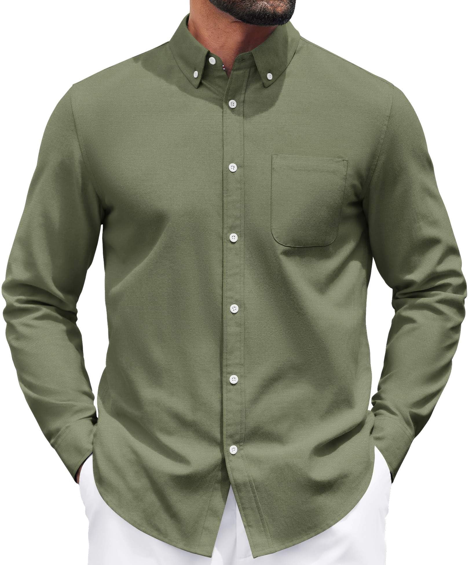 COOFANDY Sage Mens Dress Shirt Long Sleeve Button Up Shirts for Men Business Casual Shirts