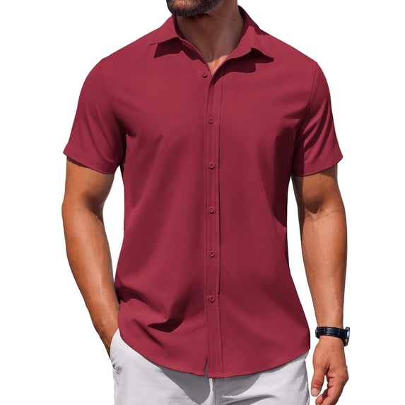 COOFANDY Short Sleeve Button Down Shirts Big and Tall Shirts for Men