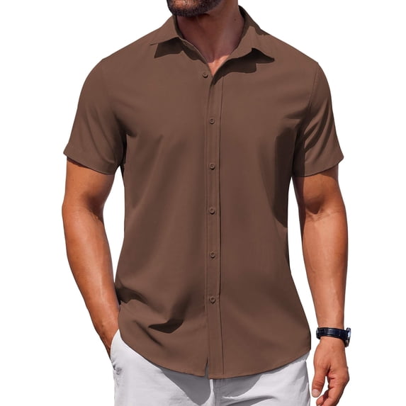COOFANDY Short Sleeve Button Down Shirts Big and Tall Shirts for Men