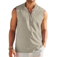 thumbnail image 1 of COOFANDY Mens Beach Sleeveless Casual Shirts Fashion Stylish Tank Top Linen Button Down Tank Shirts Band Collared Tunic, 1 of 6