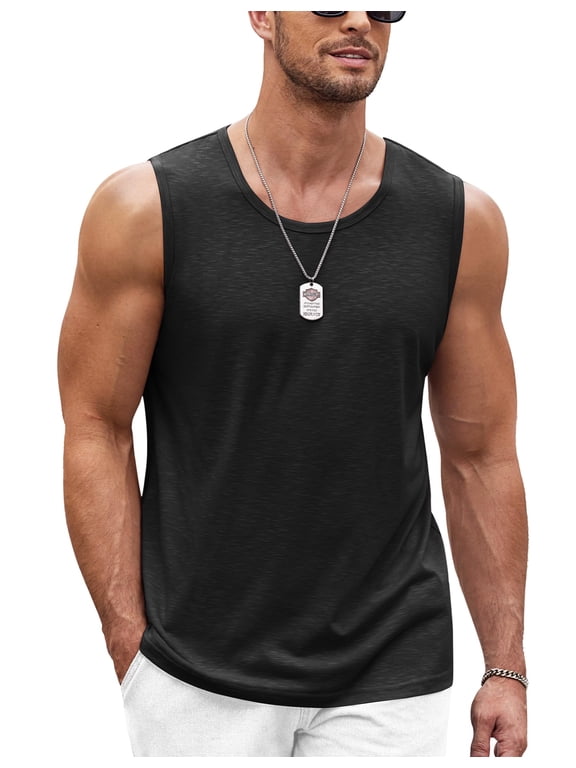 Sleeveless Tank Shirt for Men Bodybuilding Workout Shirts Solid Tank Top Beach