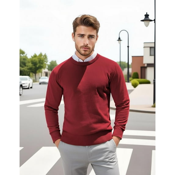 COOFANDY Men's Crew Neck Knitted Pullover Slim Fit Lightweight Sweatshirt all-Season Casual Dressy Wear