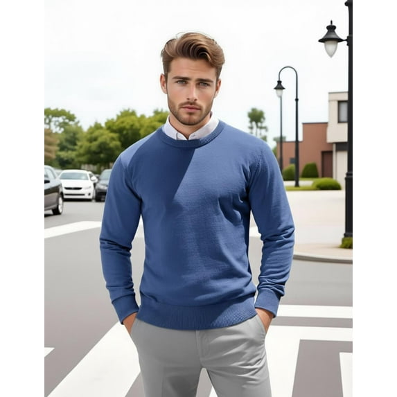 COOFANDY Men's Crew Neck Knitted Pullover Slim Fit Lightweight Sweatshirt all-Season Casual Dressy Wear