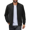 thumbnail image 1 of COOFANDY Men's Suede Vintage Lightweight Casual Varsity Bomber Jacket, 1 of 9