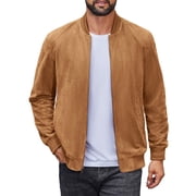 COOFANDY Men's Suede Vintage Lightweight Casual Varsity Bomber Jacket