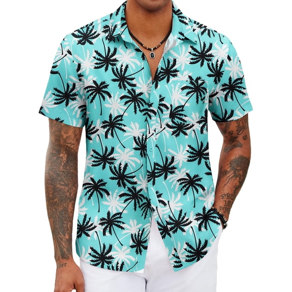 COOFANDY Summer Beach Shirts for Men Floral Button Down Shirt Hawaiian Shirt for Men Short Sleeve