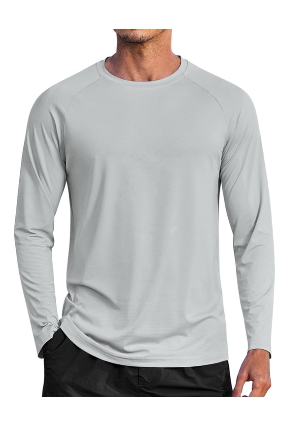 Men's Sun Shirt Long Sleeve UV Protection Rash Guard Swim Shirt Quick Dry Fishing Running T-Shirt