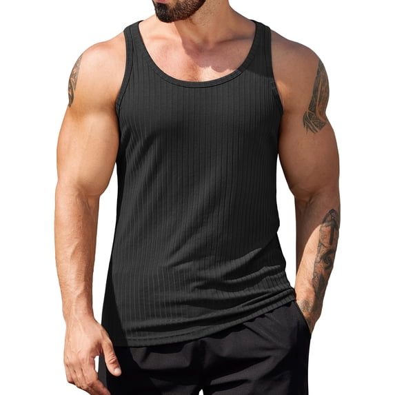 COOFANDY Tank Top for Men Workout Knit Sleeveless Muscle Shirt Cut Off Shirts Fitness Tee