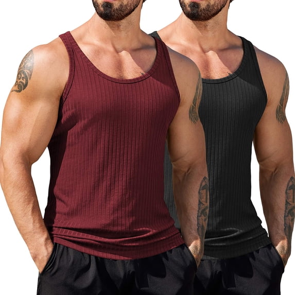 COOFANDY Tank Top for Men Workout Knit Sleeveless Muscle Shirt Cut Off Shirts Fitness Tee