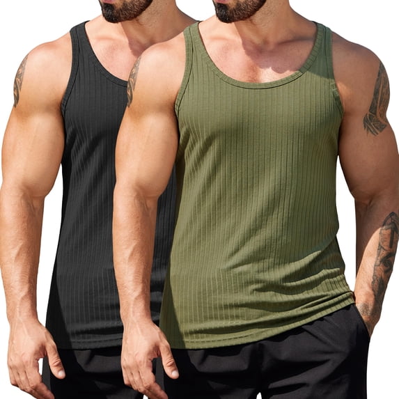 COOFANDY Tank Top for Men Workout Knit Sleeveless Muscle Shirt Cut Off Shirts Fitness Tee