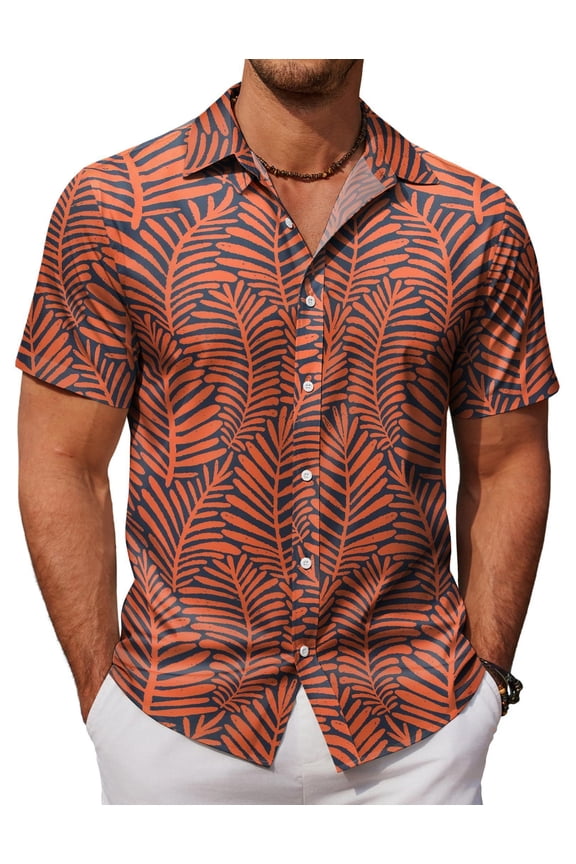 Tropical Shirt for Men Hawaiian Short Sleeve Casual Button Down Vacation Shirt