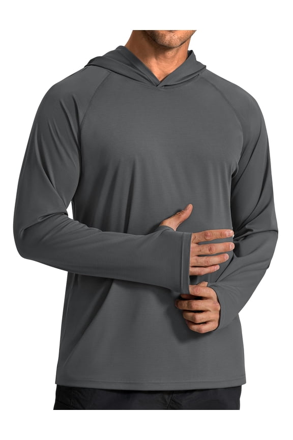 UPF 50+ Sun Protection Hoodie for Men Long Sleeve Fishing Shirts Lightweight Summer Outdoor Workout Rash Guard