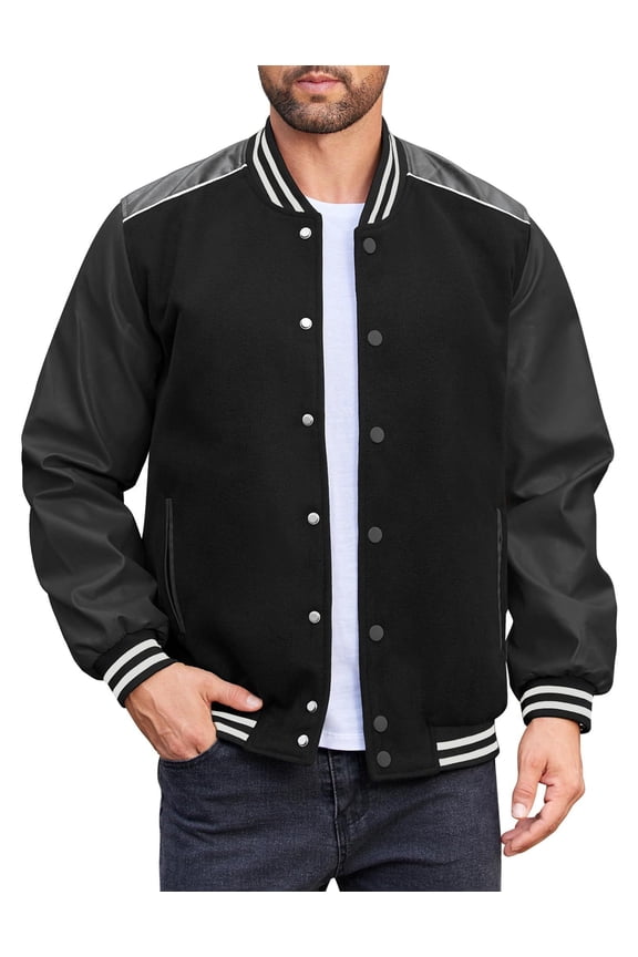 Unisex Varsity Jacket Hipster Outerwear Casual Letterman Jackets Mens Leather Jacket