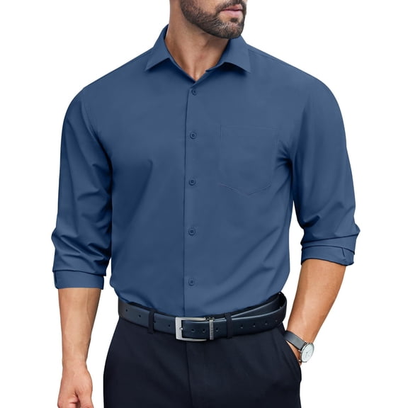 COOFANDY Mens Formal Business Shirt Wrinkle Free Dress Shirts Long Sleeve Button Down Shirt