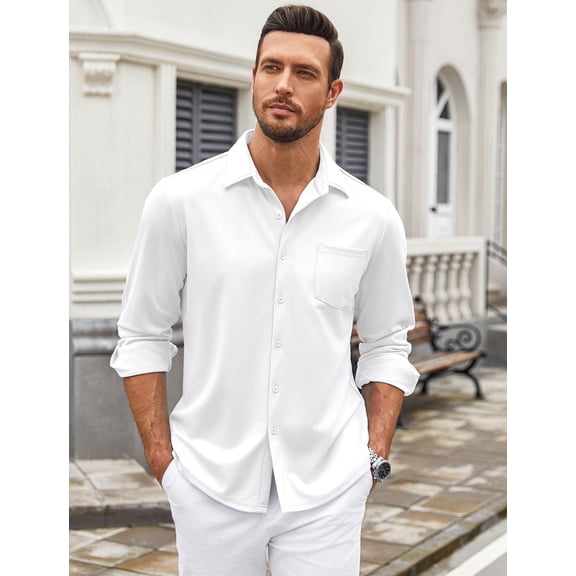 COOFANDY Mens Dress Shirts Long Sleeve Wrinkle Free Untucked Shirts Casual Button Down Shirts