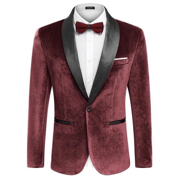 COOFANDY Velvet Blazer for Men Slim Fit Stylish Casual One-Button Suit Coat Jacket Business Velour Tuxedo