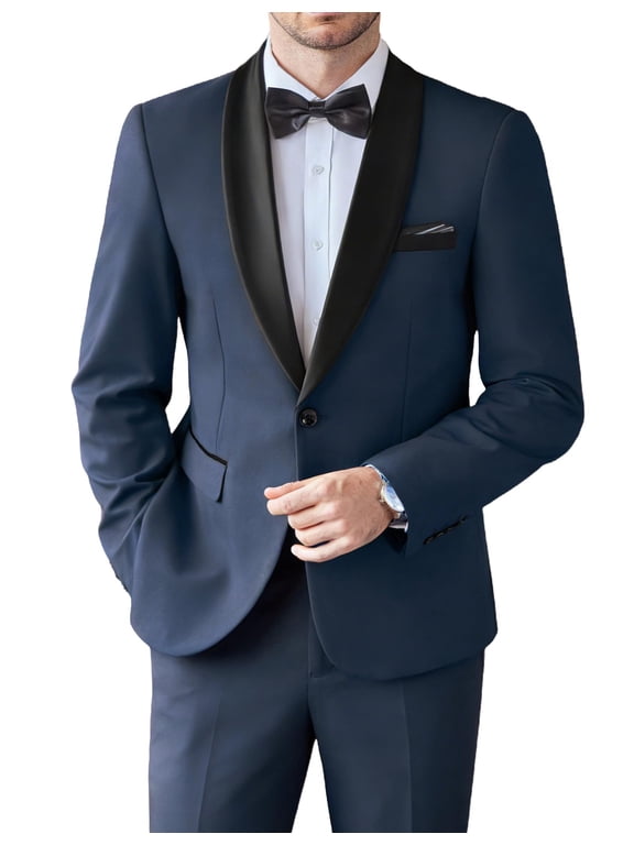 Wedding Outfit for Men 2 Piece Mens Suit Slim Fit Tuxedo with Shawl Lapel for Grooms