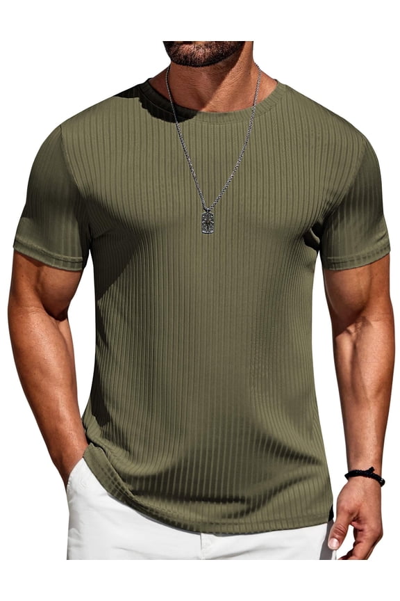 White T Shirts for Men Casual Stylish Tshirt Short Sleeve Cooling Shirts Solid Soft Shirts Army Green L