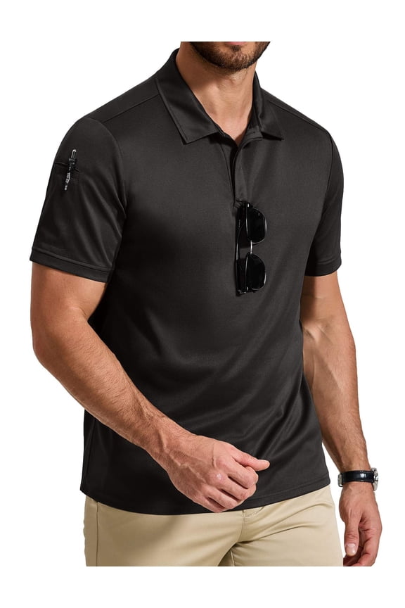Work Polo Shirts for Men Short Sleeve Moisture Wicking Golf Polo Athletic Collared Shirt