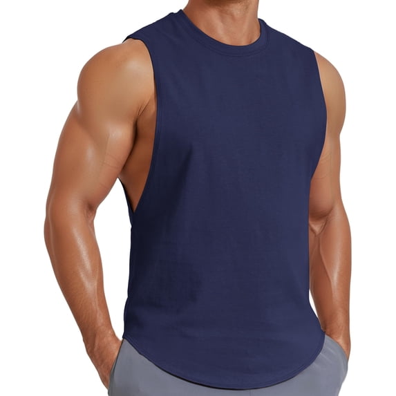 COOFANDY Workout Shirts for Men Sleeveless Cut Off Cotton Shirt Training Athletic Regular Fit Summer Tank Tops