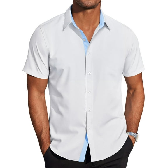 COOFANDY Cooling Shirts for Men Untucked Shirts Casual Short Sleeve Button Down Summer