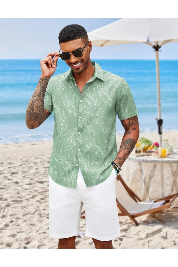 Mens Summer Shirts Floral Hawaiian Shirts Short Sleeve Casual Beach Wear Clothing