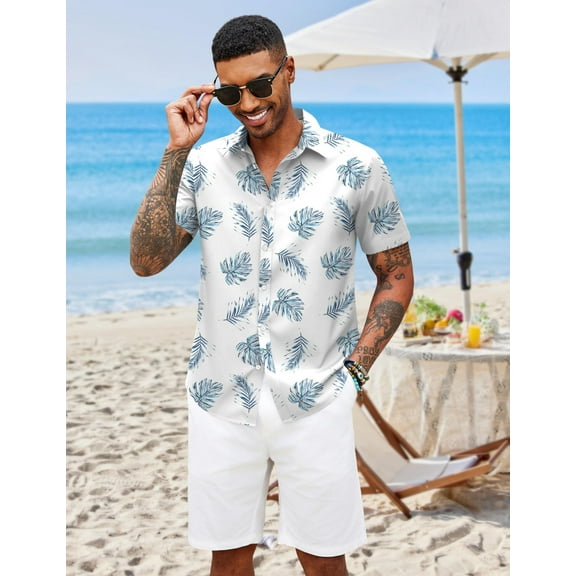 COOFANDY Mens Summer Shirts Floral Hawaiian Shirts Short Sleeve Casual Beach Wear Clothing