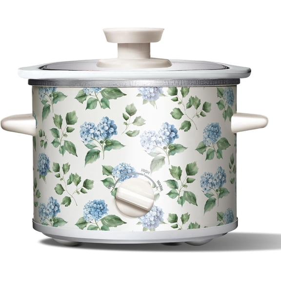 COOK WITH COLOR Slow Cooker, Crock Pot, 2-Quart with Removable Stoneware Pot, Floral Blue/Green