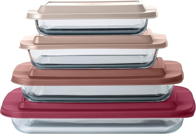 COOK WITH COLOR 8 PC. Glass Baking Dish Set with Lids - Deep Casserole ...