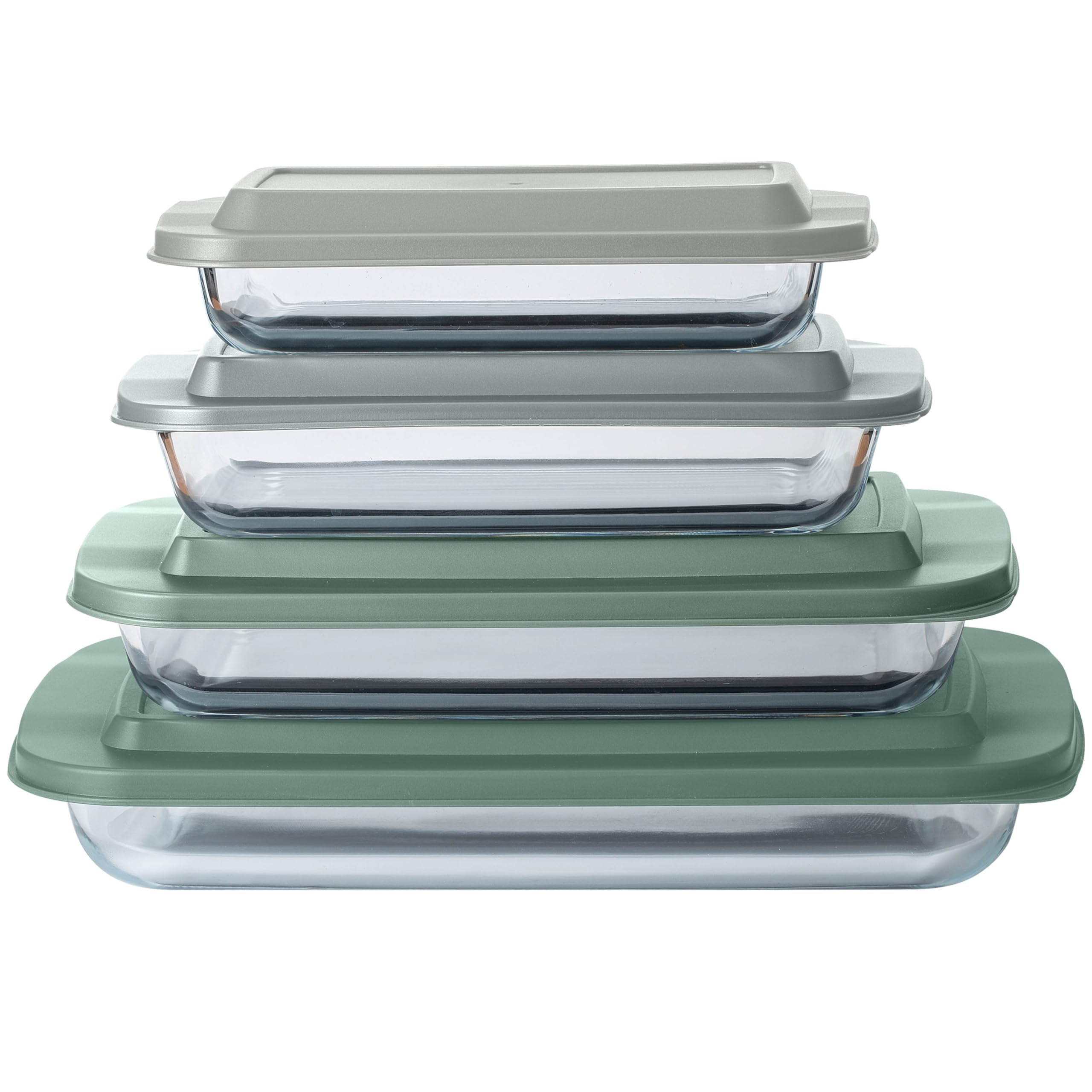COOK WITH COLOR 8-Piece Deep Glass Baking Dish Set with Plastic Lids ...