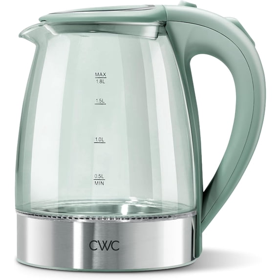 COOK WITH COLOR Electric Kettle, 1200W 1.8L Glass Water Boiler, Sage