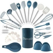 COOK WITH COLOR Silicone Cooking Utensils Set, Heat-Resistant, Nonstick Kitchen Gadgets 38 Pieces