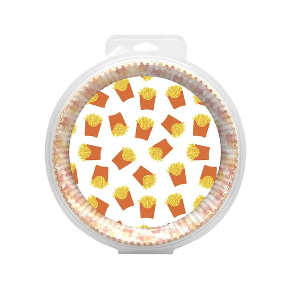 COOK SAVVY 50 Piece VINTAGE FRIES PATTERN Round Air Fryer Liners, For Frying, Cooking, Baking, & Roasting-Oil & Water Proof