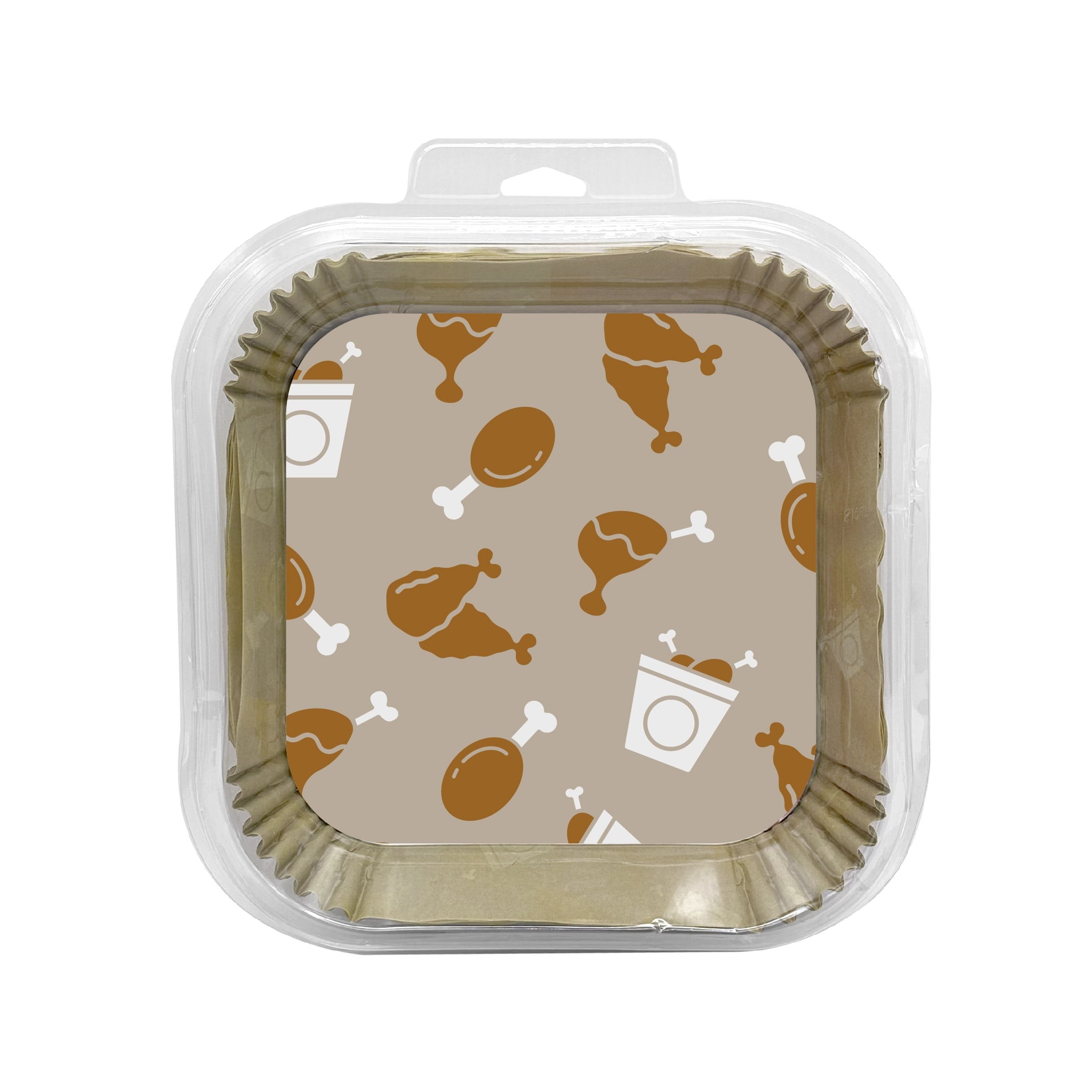 COOK SAVVY 50 Piece FRIED CHICKEN PATTERN SQUARE DISPOSABLE Air Fryer Liners, For Frying, Cooking, Baking, & Roasting-Oil & Water Proof
