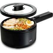COOK WITH COLOR 1.6L Electric Hot Pot 700-Watt Non Stick Pot Mini Cooker, 1.6L Capacity, Black