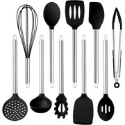 COOK WITH COLOR 10-Pc Cooking Utensils Set Kitchen Gadgets & Essentials, Black