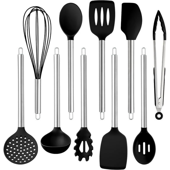 COOK WITH COLOR 10-Pc Cooking Utensils Set Kitchen Gadgets & Essentials, Black