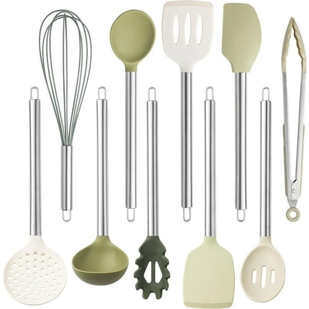 COOK WITH COLOR 10-Pc Cooking Utensils Set Kitchen Gadgets & Essentials, Green