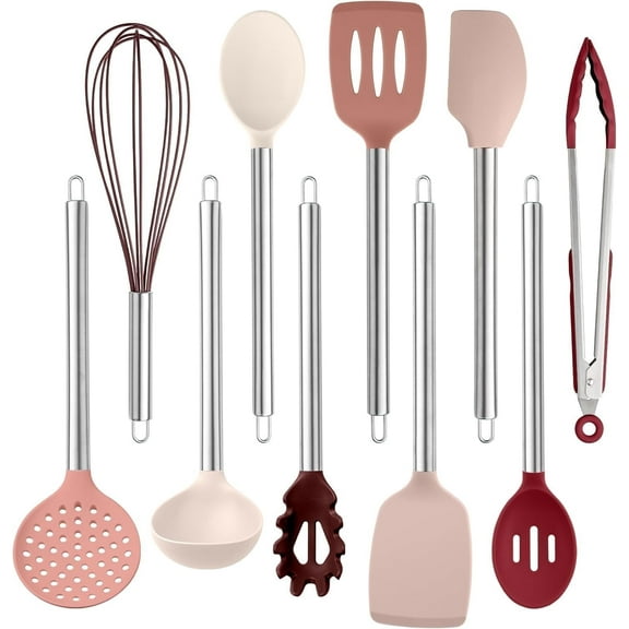 COOK WITH COLOR 10-Pc Cooking Utensils Set Kitchen Gadgets & Essentials, Rose