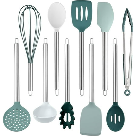 COOK WITH COLOR 10-Pc Cooking Utensils Set Kitchen Gadgets & Essentials, Teal