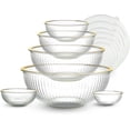 thumbnail image 1 of COOK WITH COLOR Glass Mixing Bowls with Lids for Baking and Meal Prep, Fluted Gold Rim, 12-Piece, 1 of 7