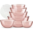 thumbnail image 1 of COOK WITH COLOR Glass Mixing Bowls with Lids, Borosilicate Mixing Bowl Set for Meal Prep, Pink, 12-Piece, 1 of 7