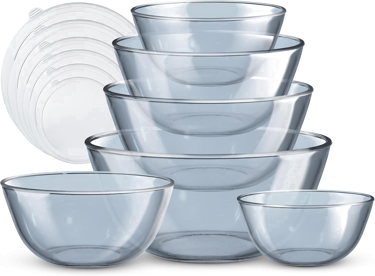 COOK WITH COLOR Glass Mixing Bowls with Lids, 12-piece set
