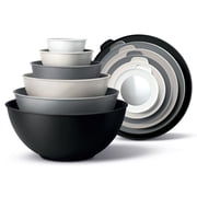 COOK WITH COLOR Mixing Bowls with Lids, 12-Piece Set, Plastic Bowls for Kitchen, Black Ombre Plain