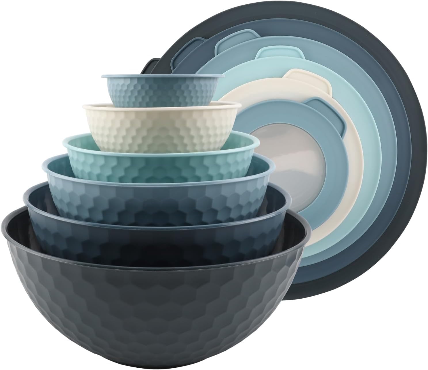 COOK WITH COLOR 12-Pc Mixing Bowls with Lids Set Plastic Bowls for Kitchen, Blue Embossed - Walmart.com