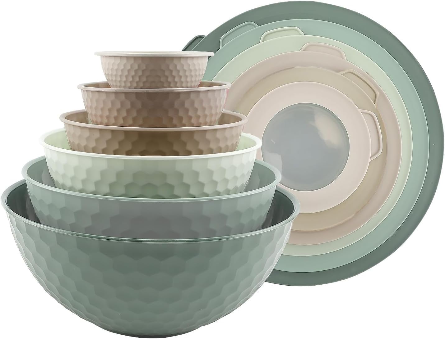 COOK WITH COLOR 12 Pc Mixing Bowls with Lids Set Plastic Bowls for Kitchen Black Ombre