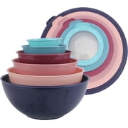 COOK WITH COLOR 12-Pc Mixing Bowls with Lids Set Plastic Bowls for Kitchen, Navy Multi