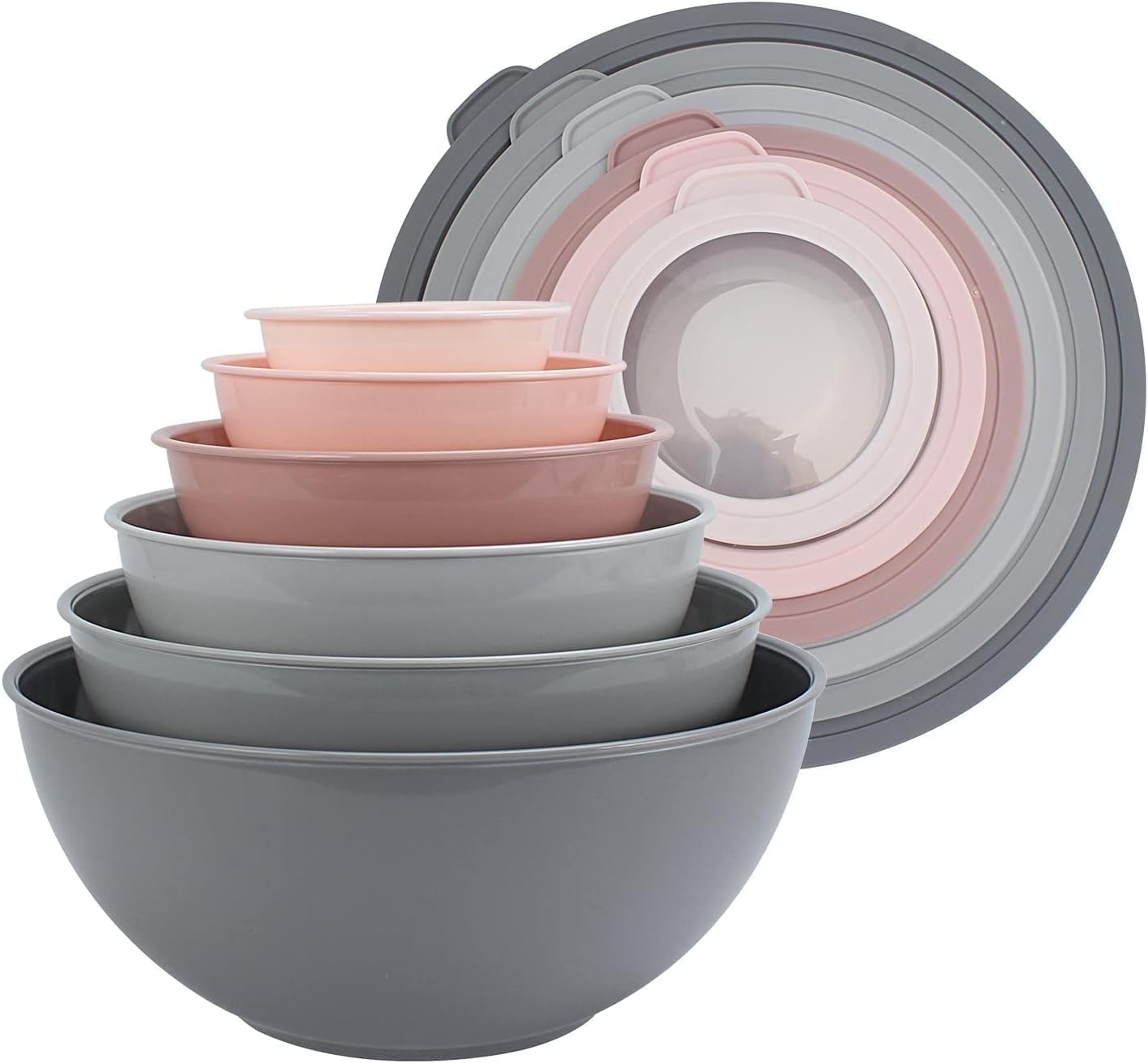 COOK WITH COLOR 12-Pc Mixing Bowls with Lids Set Plastic Bowls for Kitchen, Pink Ombre - Walmart.com